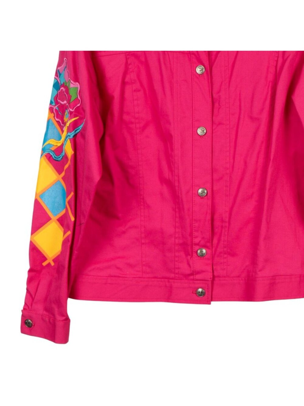 Sunny Sport VTG 80s Jacket 4 Pink Embroidered Collar Sleeves Retro Shoulder Pads - Picture 3 of 7